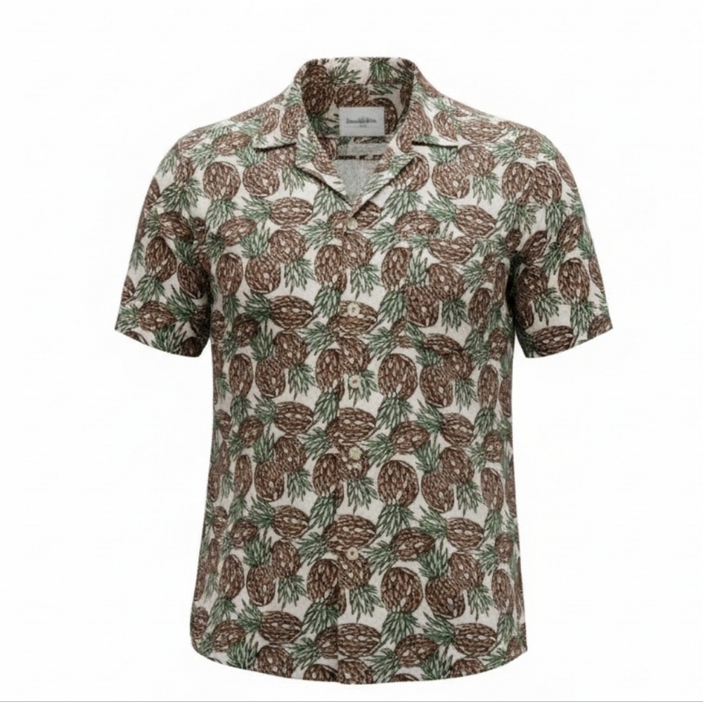 Goodfellow Men's Tropical Print Pineapple Button up Short Sleeve Size Sm…